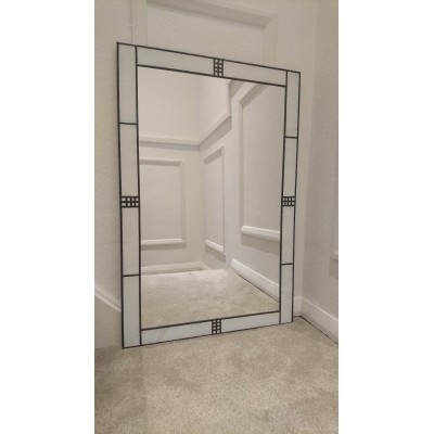 Mackintosh style uk handmade stained glass effect mirror white 60x90cm 2x3ft   253767505624